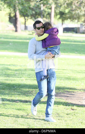 Cash Warren spends time with his daughter Honor Marie Warren at the Coldwater Canyon Park Los Angeles, California - 11.03.12 Stock Photo