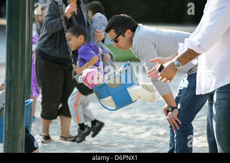 Cash Warren spends time with his daughter Haven Warren at the Coldwater Canyon Park Los Angeles, California - 11.03.12 Stock Photo