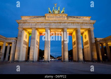 Brandenburg Gate at night, Berlin, Germany, Europe Stock Photo