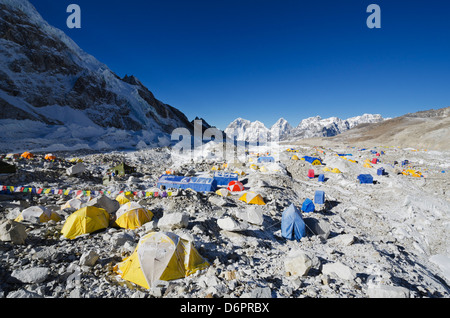 Asia, Nepal, Himalayas, Sagarmatha National Park, Solu Khumbu Everest Region, Unesco Site, tents at Everest Base Camp Stock Photo