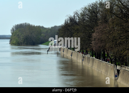 Flooding on the River Tisza at Szeged Hungary CEE panoramic view Stock Photo