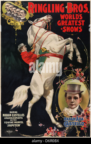 Madam Ada Castello and Jupiter, poster for Ringling Brothers, ca. 1899 Stock Photo