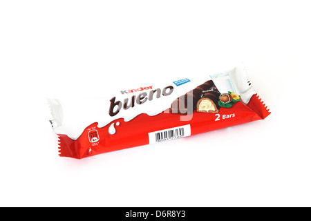 Kinder Bueno Chocolate Bar On A White Background Stock Photo