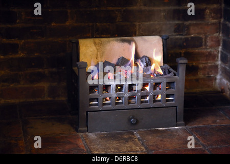 Coal effect gas fire. Stock Photo