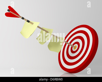 Target with a blank sheet of paper and arrow Stock Photo