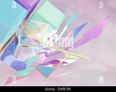 3d cubic and arrow pastel color Stock Photo
