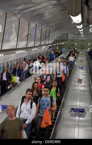 London, United Kingdom, escalators in the Holborn underground station in the Camden district Stock Photo