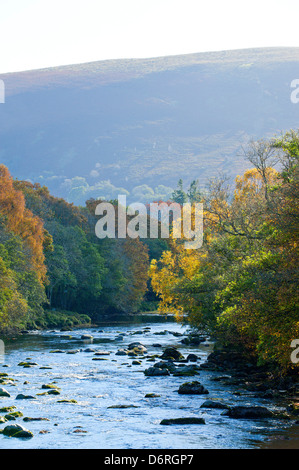 River Wye, autumn landscape, Rhayader, Powys, Wales, UK. Stock Photo