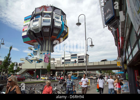 Berlin, Germany, in the Art Action art tower sprayed with graffiti Bierpinsel Stock Photo