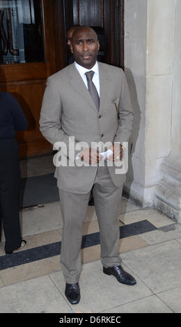 London, UK. April 22nd 2013: Sol Campbell attend a memorial service marking the twentieth anniversary of the death of Stephen Lawrence who was fatally stabbed in London. Credit: Duncan Penfold/Alamy Live News Stock Photo