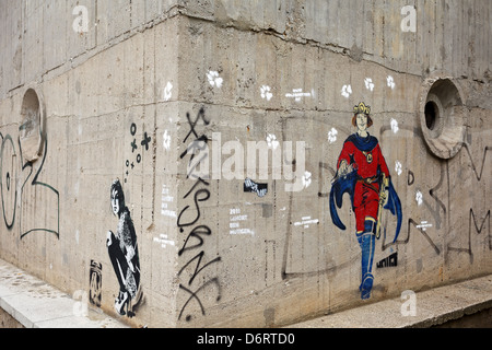Berlin, Germany, graffiti on the bunker in the Reinhardtstrasse Stock Photo