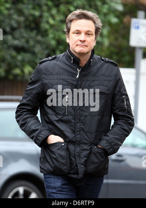 Colin Firth returns home after attending the Berlin International Film Festival (Berlinale) London, England - 18.02.11 Stock Photo