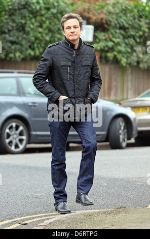 Colin Firth returns home after attending the Berlin International Film Festival (Berlinale) London, England - 18.02.11 Stock Photo