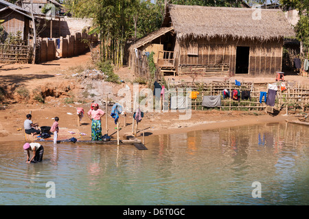 A house beside a tributary to Inle Lake, near Indein and Nyaung Ohak villages, Shan State, Myanmar, (Burma) Stock Photo