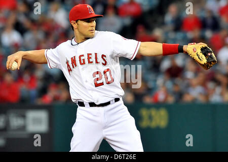 Anaheim, California, USA. 22nd April, 2013. Angels' Brenden Harris #20 during the Major League Baseball game between the Texas Rangers and the Los Angeles Angels of Anaheim at Angel Stadium in Anaheim, California. Josh Thompson/Cal Sport Media/Alamy Live News Stock Photo