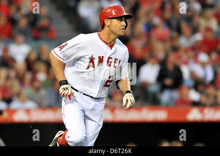 Anaheim, California, USA. 22nd April, 2013. Angels' Peter Bourjos #25 during the Major League Baseball game between the Texas Rangers and the Los Angeles Angels of Anaheim at Angel Stadium in Anaheim, California. Josh Thompson/Cal Sport Media/Alamy Live News Stock Photo
