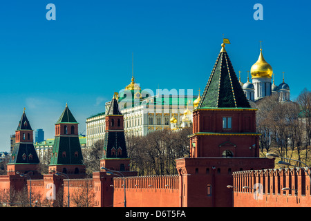 Kremlin wall and its towers in Moscow, Russia Stock Photo