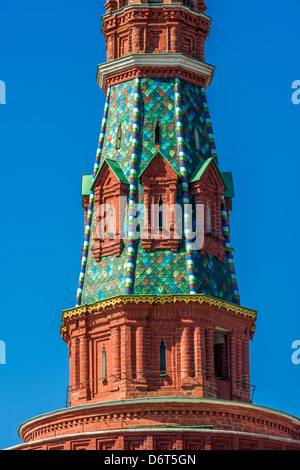 Top of the Kremlin tower decorated with mosaic. Moscow, Red Square, Kremlin. Stock Photo