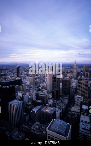 Australia, Melbourne, city skyline at dusk as seen from the the Rialto towers. Stock Photo
