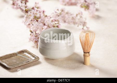 Matcha green tea set Stock Photo