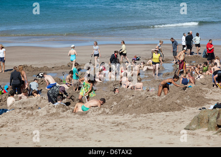 Hot water beach,Coromandel,near Hahei, Northern island,New Zealand Stock Photo