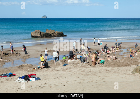 Hot water beach,Coromandel,near Hahei, Northern island,New Zealand Stock Photo