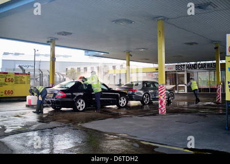 drive thru hand car wash and valet Stock Photo