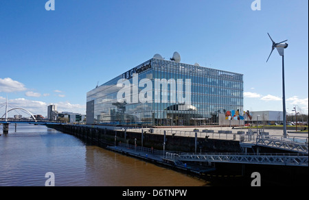 The BBC Scotland headquarters building at Pacific Quay on the River Clyde in Govan Glasgow Scotland Stock Photo