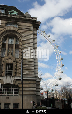 The London Eye and the former County Hall Building on the South Bank ...