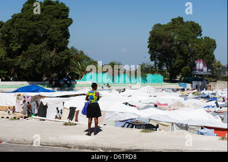new tent city after the January 2010 earthquake, Port au Prince, Haiti, Caribbean Stock Photo