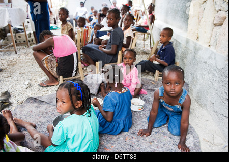 orphans at an orphange after the January 2010 earthquake, Port au Prince, Haiti, Caribbean Stock Photo