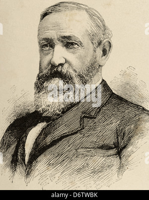 Benjamin Harrison (1833–1901). Was the 23rd President of the United States (1889–1893). Engraving. Stock Photo