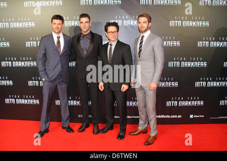 Event Cinemas, George Street, Sydney, NSW, Australia. 23 April 2013. Director J.J. Abrams and actors Chris Pine, Zachary Quinto and Karl Urban on the red carpet at the Star Trek Into Darkness Australian and World Premiere. Credit: Credit:  Richard Milnes / Alamy Live News. Stock Photo