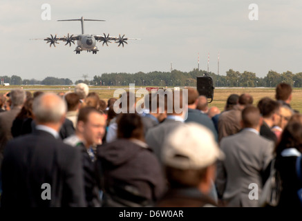 Schoenefeld, Germany, an Airbus A400M landing at the ILA 2012 Stock Photo