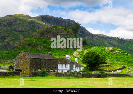 Fell Foot Farm at the foot of Wrynose Fell in the English Lake District near Little Langdale, Cumbria, England. Stock Photo