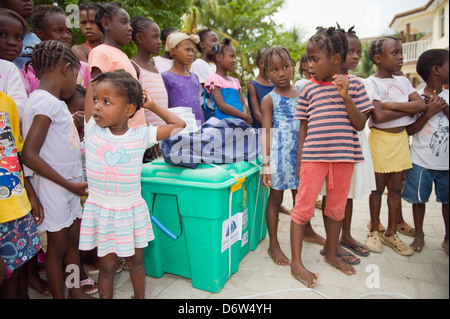 donated ShelterBox tents at an orphange after the January 2010 earthquake, Port au Prince, Haiti, Caribbean Stock Photo