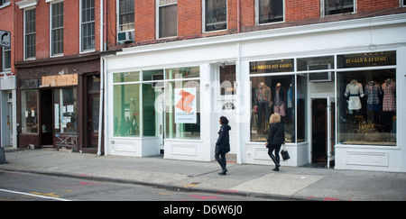 Empty real estate on Bleecker Street near Seventh Avenue in the Greenwich Village neighborhood of New York Stock Photo