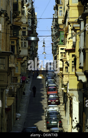 Typical narrow street ( St Paul's ) in Valletta Malta Island Stock Photo