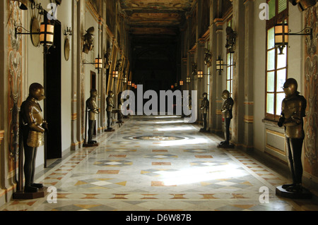 Medieval armory at a corridor of the Grand Master's Palace n city of Valletta built between the 16th and 18th centuries as the palace of the Grand Master of the Order of St. John, who ruled Malta Stock Photo