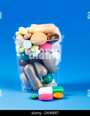 Medical tablets and capsules for the treatment of diseases Stock Photo