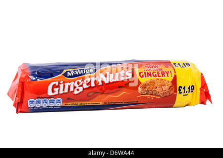 A packet of Mcvitie's ginger Nuts biscuits on a white background Stock Photo