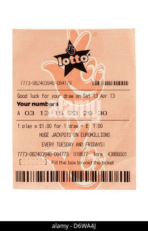 A Lotto lottery ticket on a white background Stock Photo