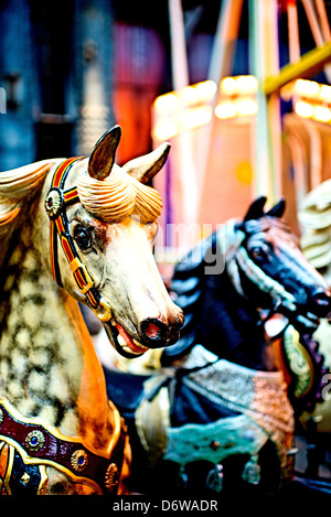 merry-go-round horse at a historic Fun fair in Germany Stock Photo