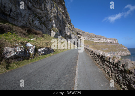 The town of Llandudno, Wales. Picturesque sunny view of Great Orme toll road, Marine Drive, on the north side of the headland. Stock Photo