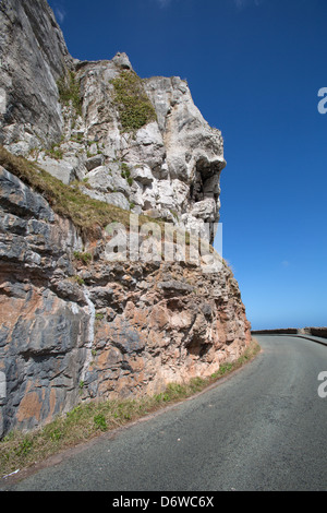 The town of Llandudno, Wales. Picturesque sunny view of Great Orme toll road, Marine Drive, on the north side of the headland. Stock Photo