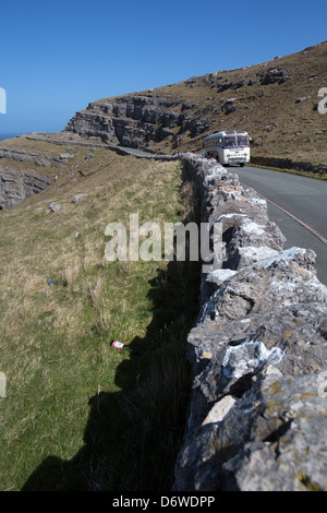 The town of Llandudno, Wales. The Marine Drive toll road on the north west section of the Great Orme. Stock Photo