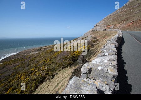 The town of Llandudno, Wales. The Marine Drive toll road on the southern section of the Great Orme. Stock Photo