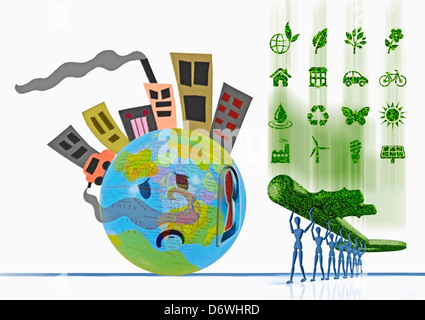 Key to Go Green, Concept Key Alternative Energy Concept Ecology Power Wind Alternative Eco Ecological Ecology Electricity Stock Photo