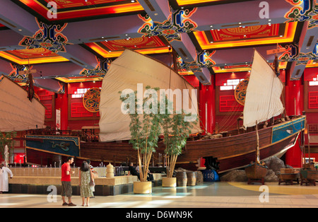 Model of an ancient Chinese sailing ship, Ibn Battuta Shopping Mall, Jebel Ali, Dubai, United Arab Emirates Stock Photo