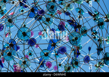 Abstract glass and wire sculpture. Stock Photo